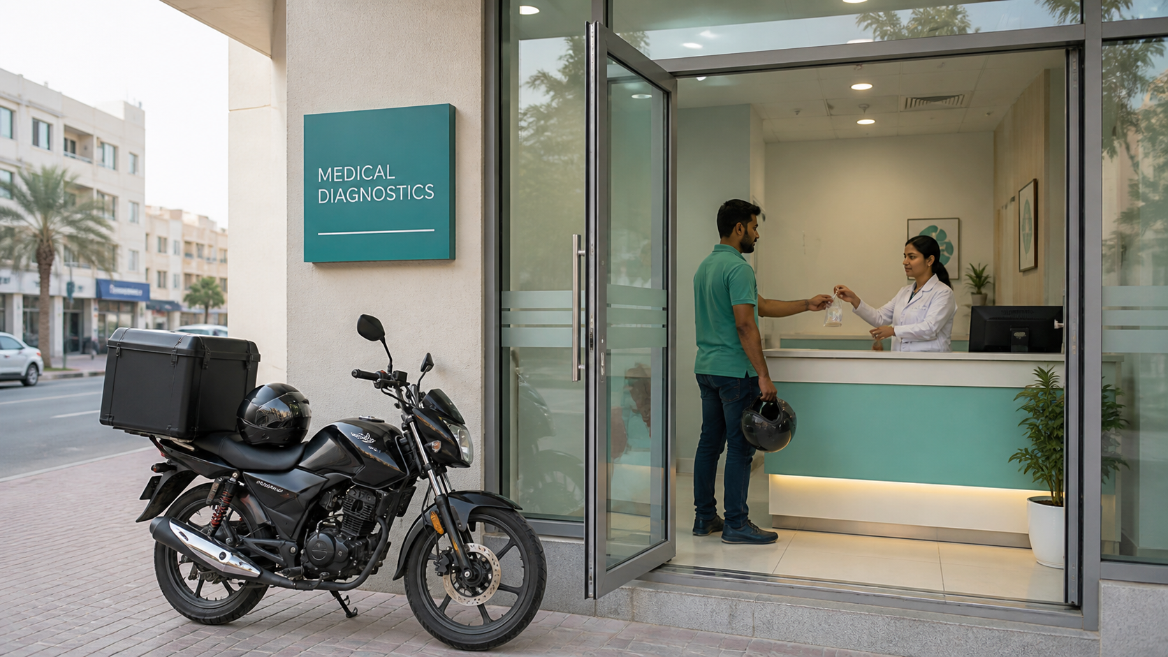 Abyana rider delivering to a small business